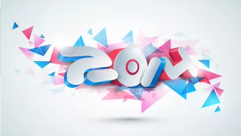 Happy new year 2014 triangle debris background vector