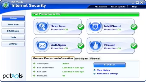 Internet security scan menu