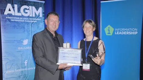 Ict vendor of year   mike foley president algim and sarah heal director information leadership