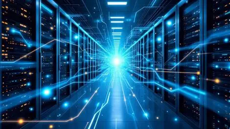 Sleek server room cisco networking equipment ai driven data flow automation