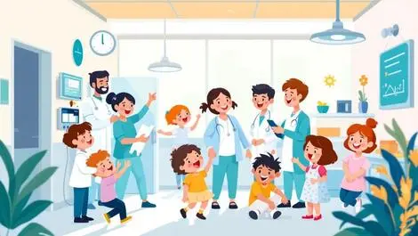 Cheerful hospital scene joyful children caring medical staff new zealand healthcare aid