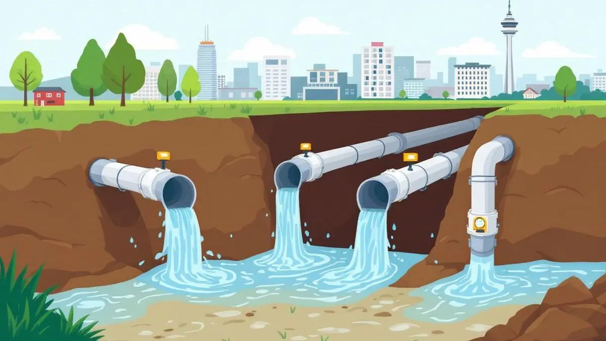 Auckland cityscape sky tower underground sewer pipes monitoring devices water flow