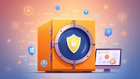 Secure vault data protection binary code shield privacy controls computer