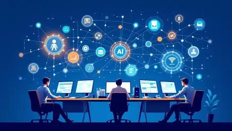 Software engineers collaborating ai powered workflow automation network