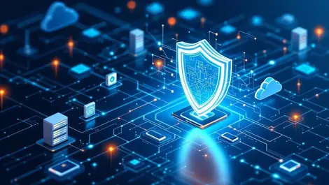 Digital shield protecting cloud servers data centers edge devices cyber threats ai patterns