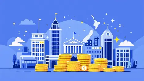 New zealand government buildings coins interconnected nodes public spending efficiency