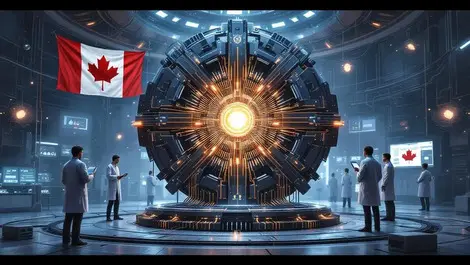 Canadian quantum research lab glowing core scientists realistic