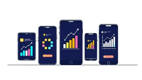 Sleek smartphones competing mobile ad performance flat illustration