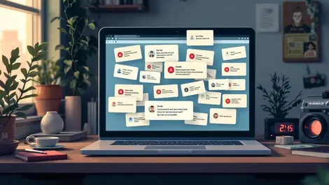 Anxious worker crowded inbox suspicious job offers data risk
