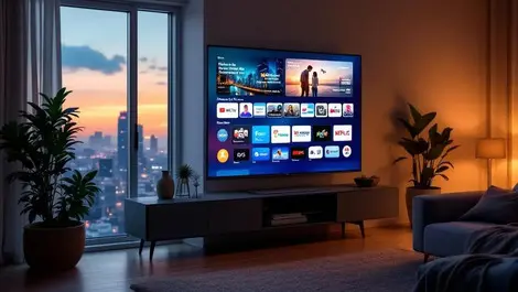Southeast asia living room samsung tv home screen ads evening