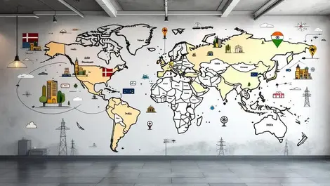 World map denmark india highlighted global resilient infra