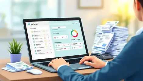 Mortgage officer reviewing dashboard automated income verification